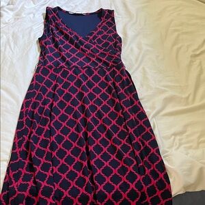 Wrap Navy and Pink Patterned Dress